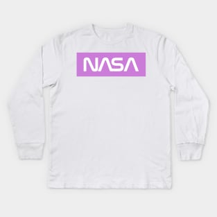 NASA Box Logo - Purple 2 Kids Long Sleeve T-Shirt